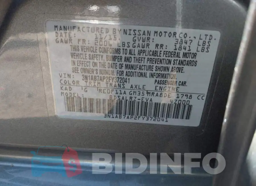 3N1AB7AP2FY372041 Photo# 9