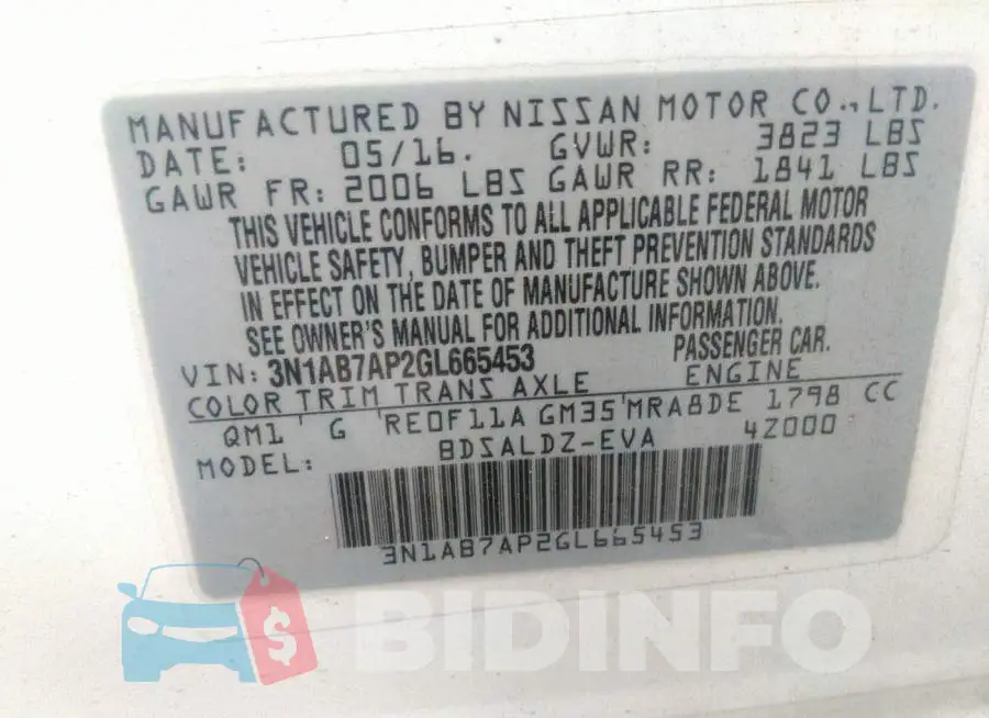 3N1AB7AP2GL665453 Photo# 9