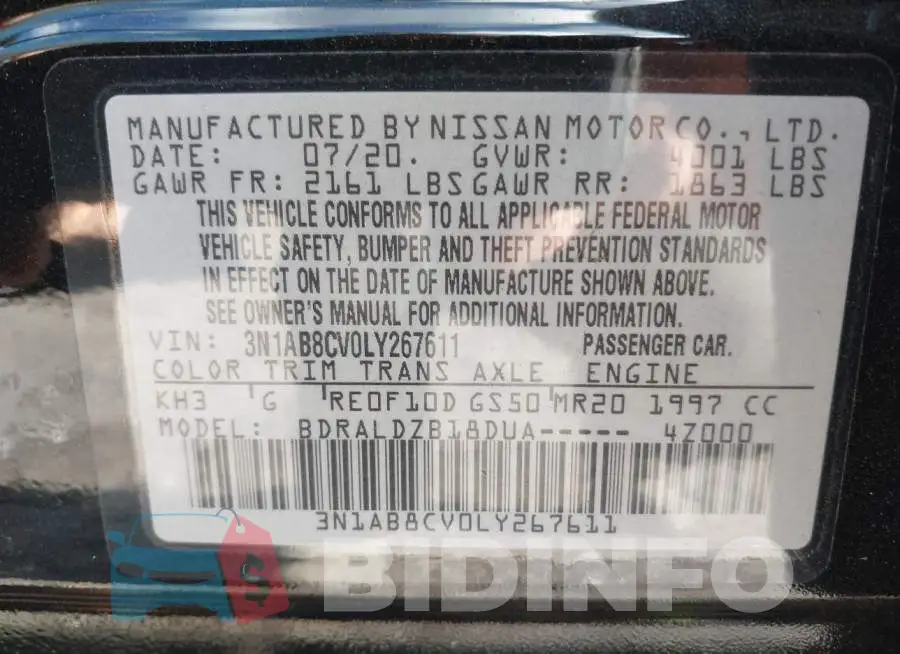 3N1AB8CV0LY267611 Photo# 9