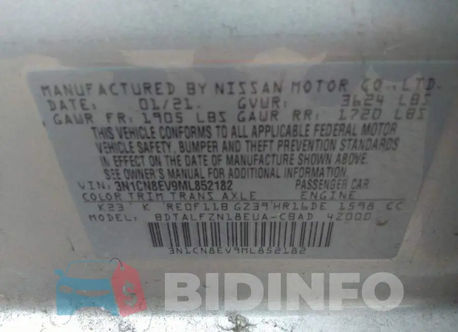 3N1CN8EV9ML852182 Photo# 9