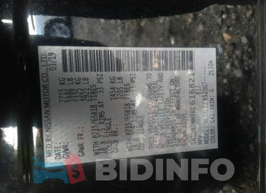 5N1DR2MN9KC616821 Photo# 9