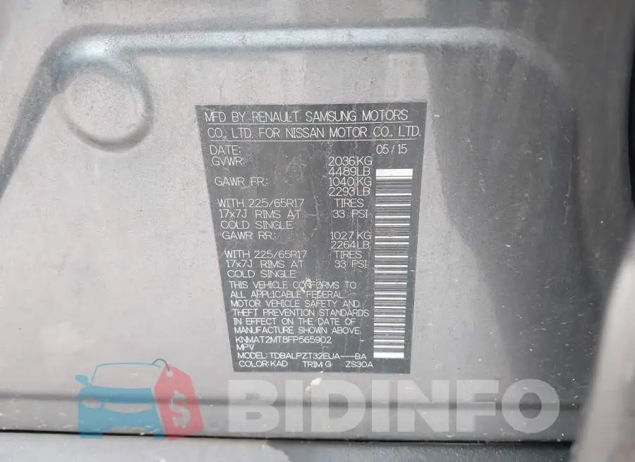KNMAT2MT8FP565902 Photo# 9