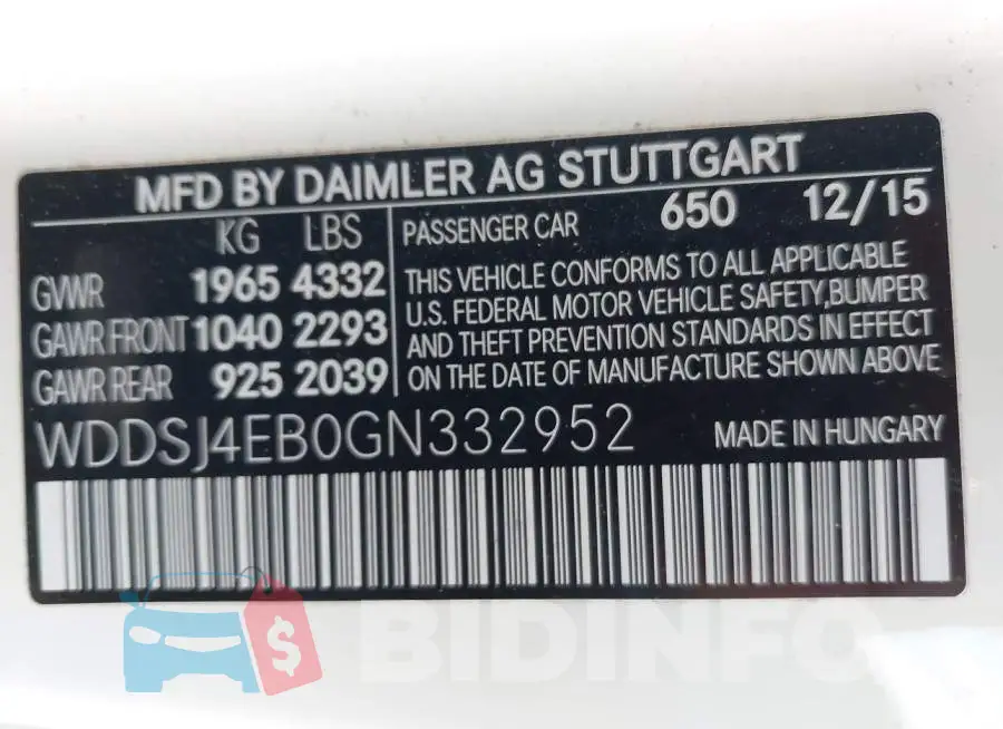 WDDSJ4EB0GN332952 Photo# 9