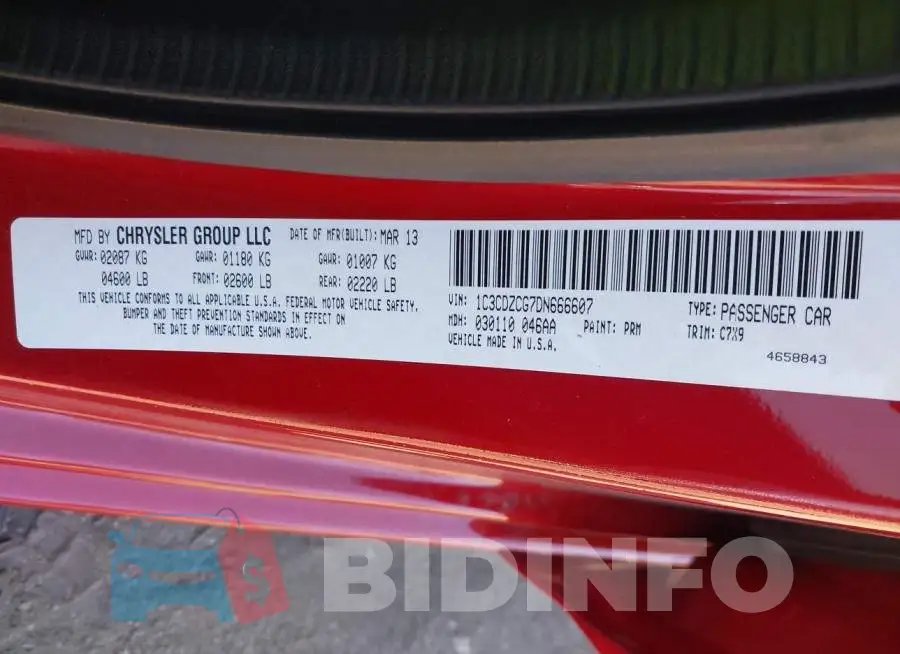 1C3CDZCG7DN666607 Photo# 9