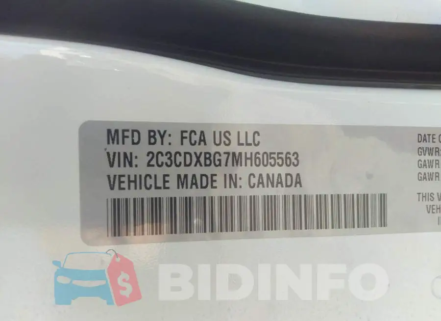 2C3CDXBG7MH605563 Photo# 9
