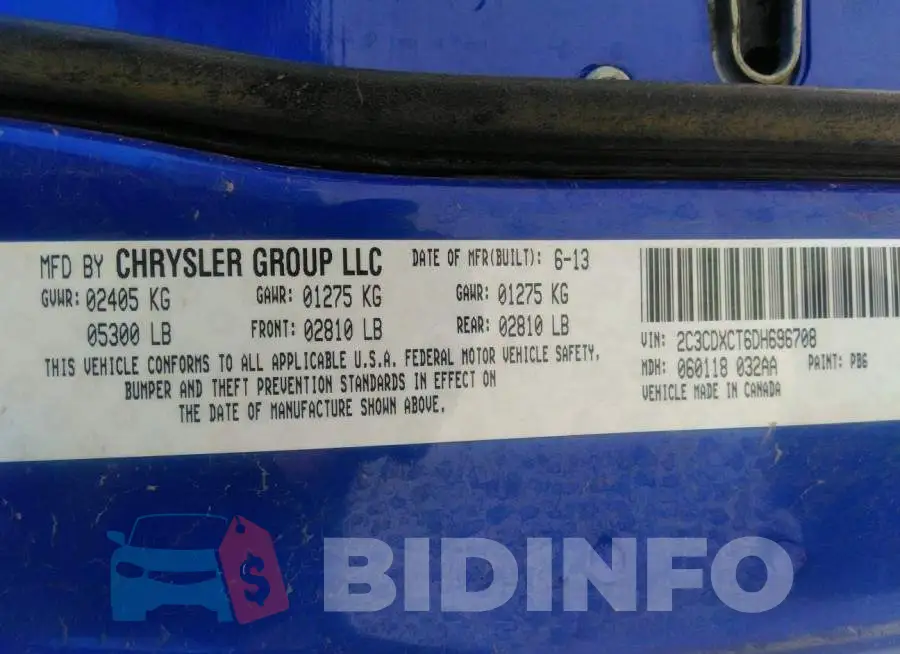 2C3CDXCT6DH696708 Photo# 9
