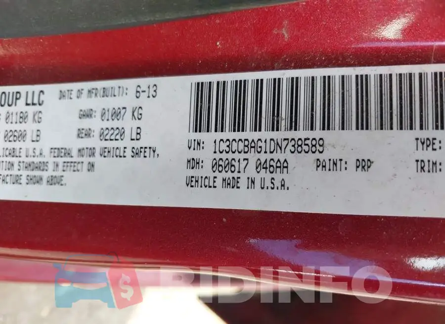 1C3CCBAG1DN738589 Photo# 9