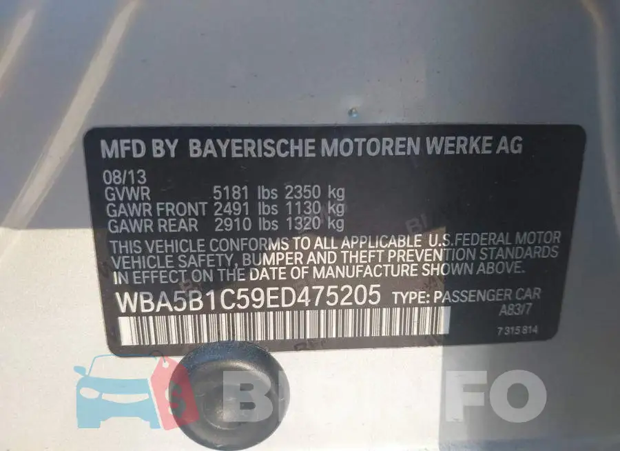 WBA5B1C59ED475205 Photo# 9