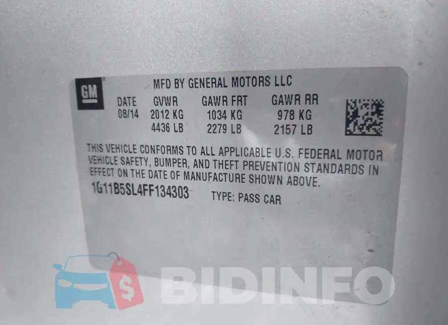 1G11B5SL4FF134303 Photo# 9