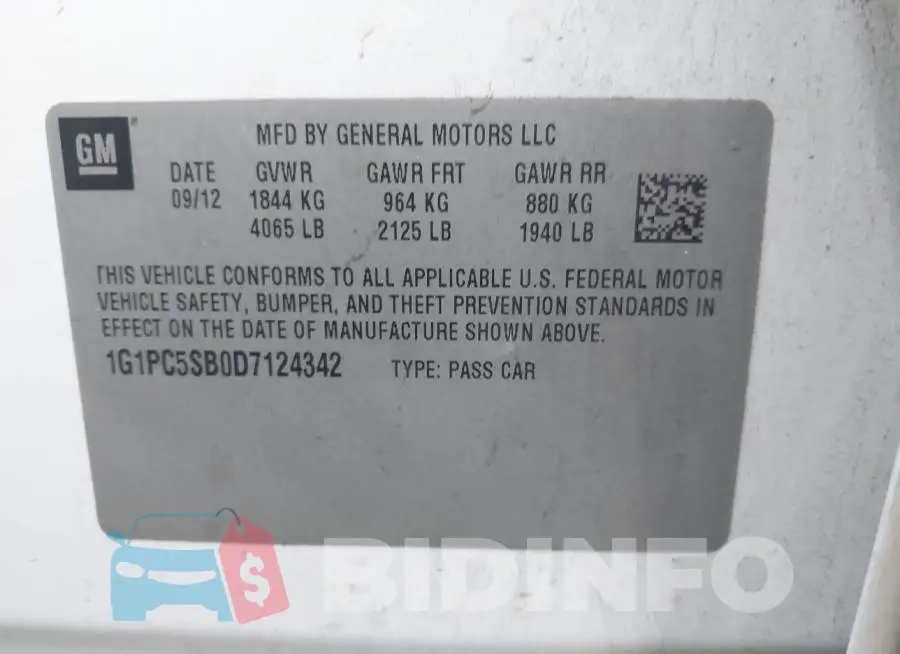 1G1PC5SB0D7124342 Photo# 9