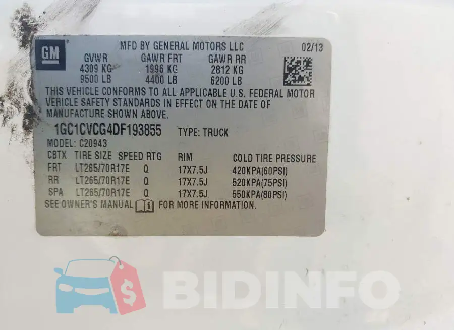 1GC1CVCG4DF193855 Photo# 9