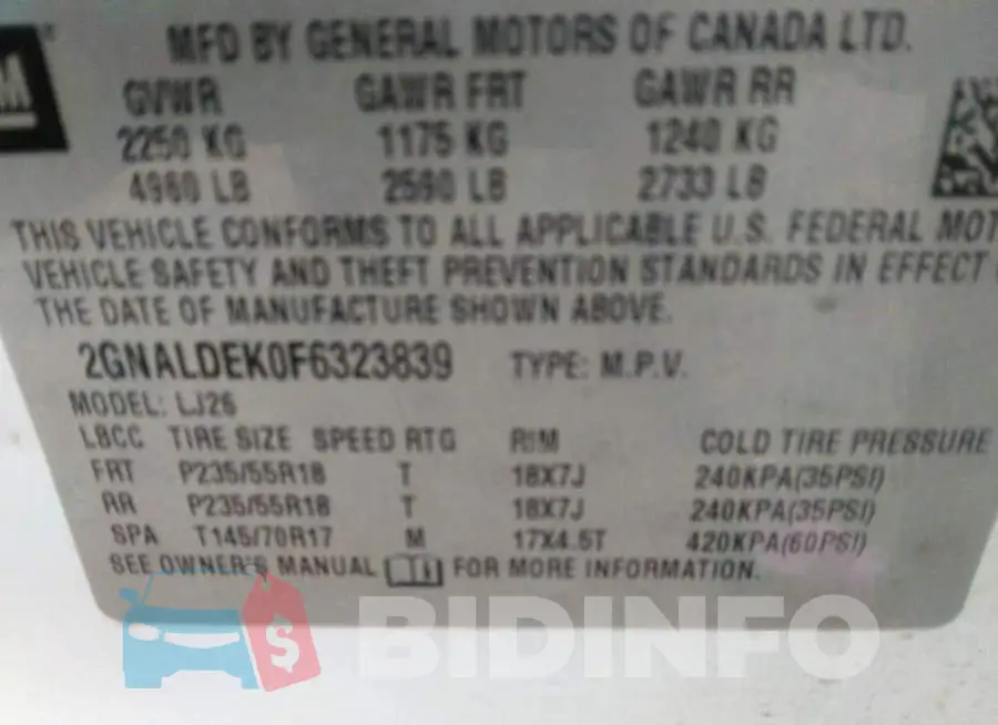 2GNALDEK0F6323839 Photo# 9