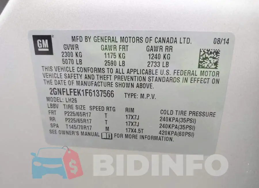 2GNFLFEK1F6137566 Photo# 9