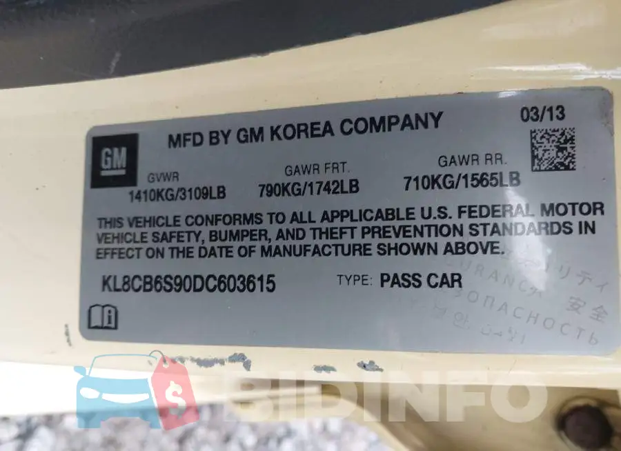 KL8CB6S90DC603615 Photo# 9