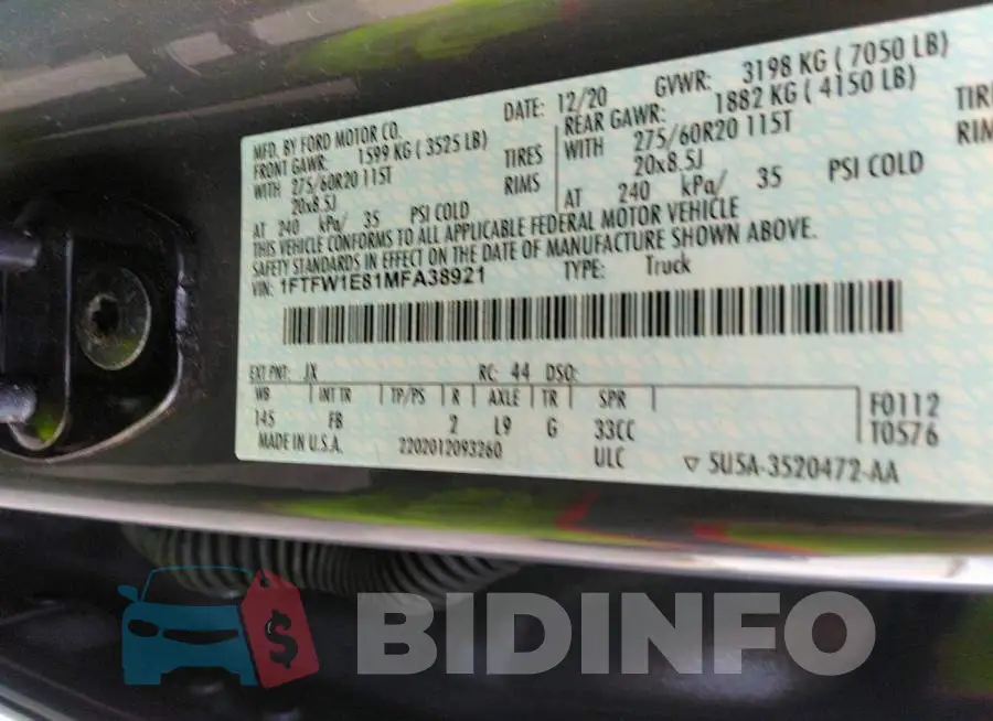 1FTFW1E81MFA38921 Photo# 9