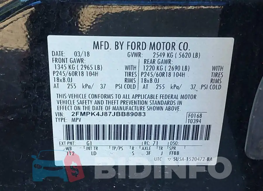 2FMPK4J87JBB89083 Photo# 9