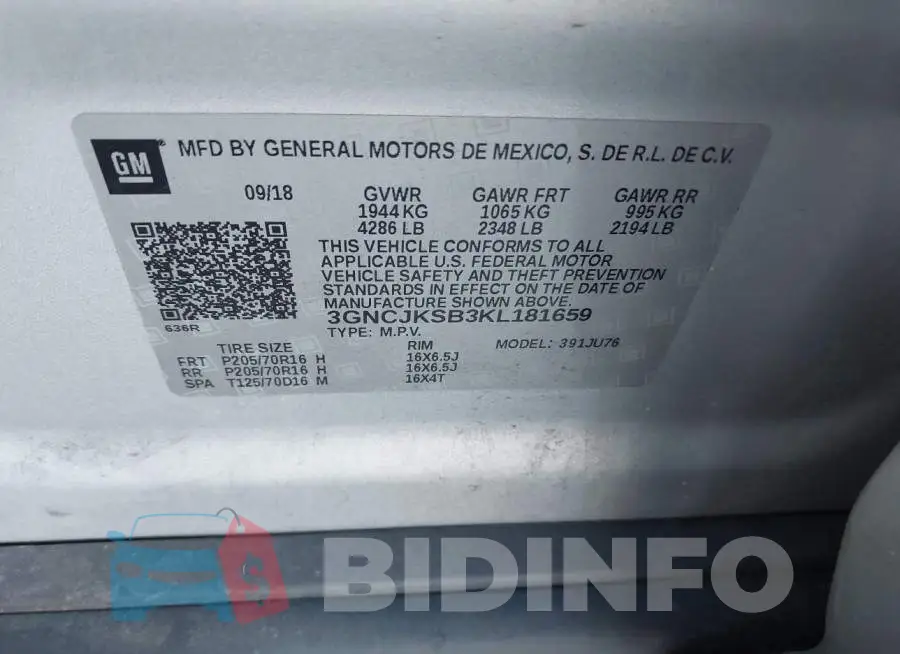 3GNCJKSB3KL181659 Photo# 9