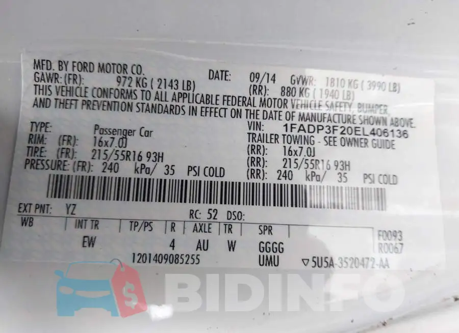 1FADP3F20EL406136 Photo# 9