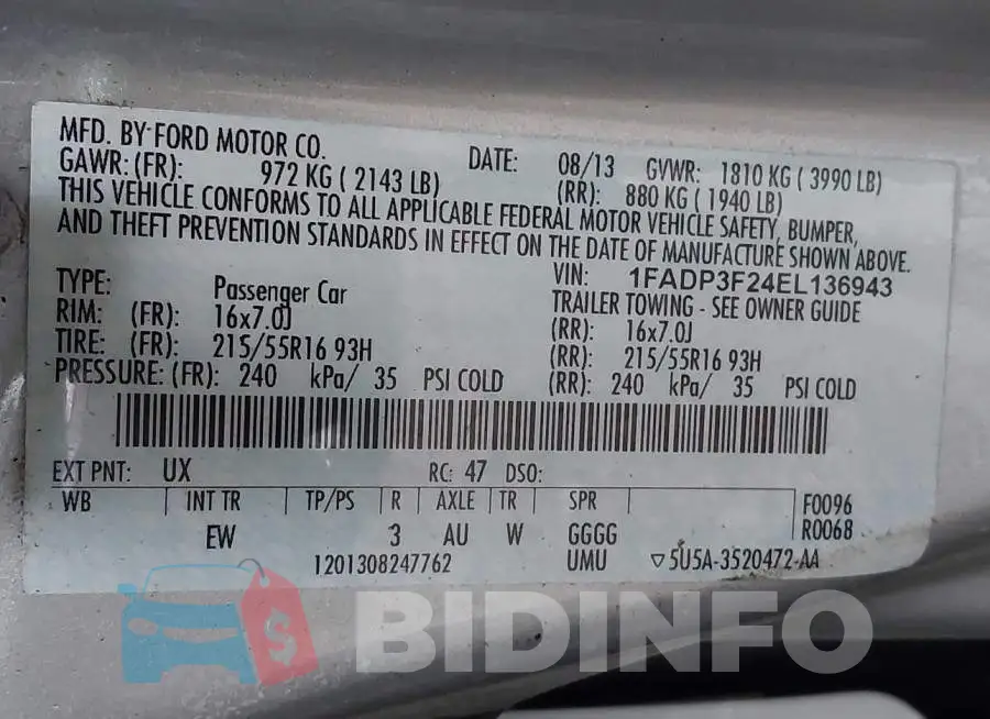 1FADP3F24EL136943 Photo# 9