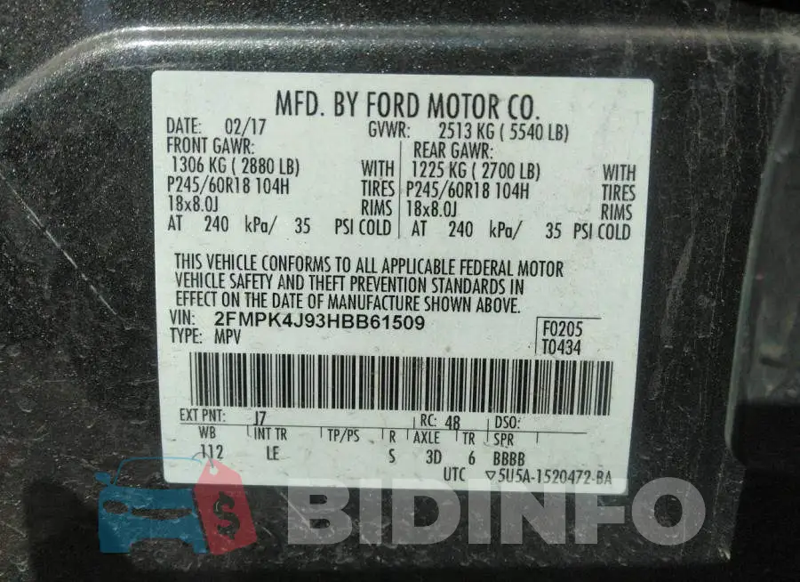 2FMPK4J93HBB61509 Photo# 9