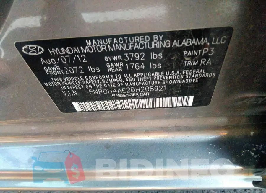 5NPDH4AE2DH208921 Photo# 9