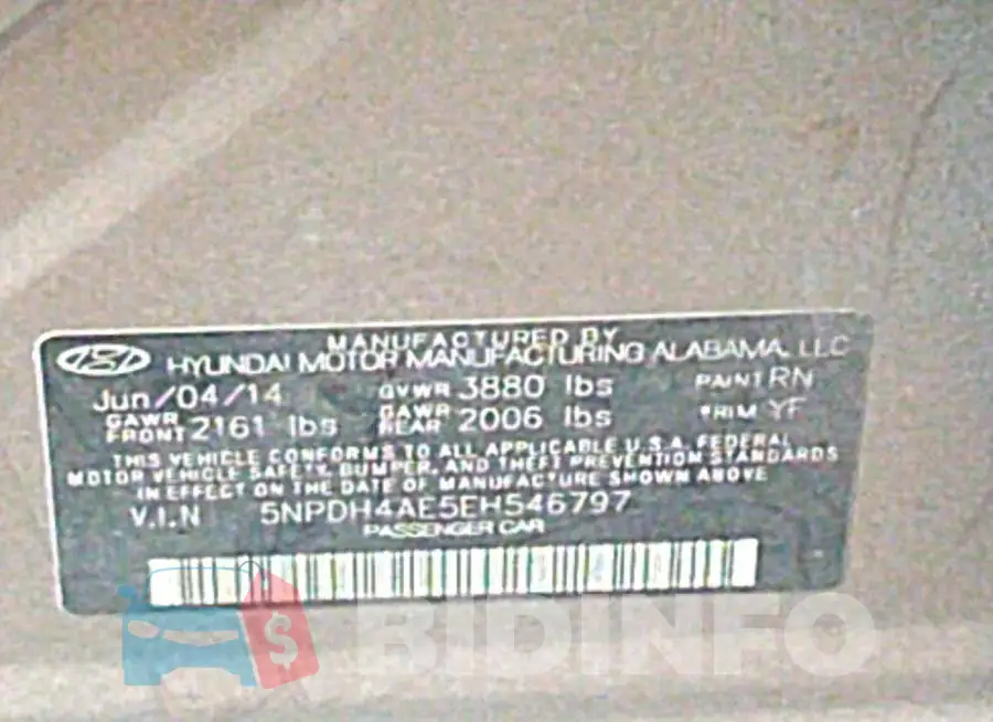 5NPDH4AE5EH546797 Photo# 9