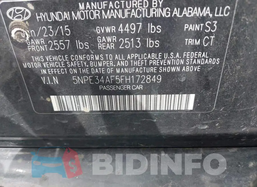 5NPE34AF5FH172849 Photo# 9