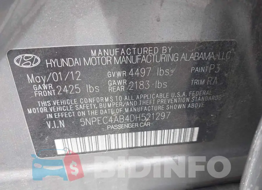 5NPEC4AB4DH521297 Photo# 9