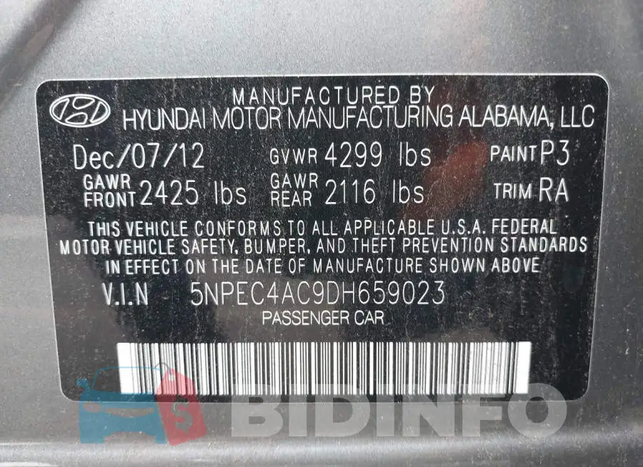 5NPEC4AC9DH659023 Photo# 9