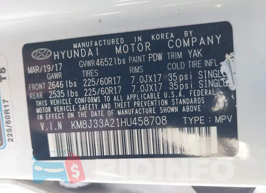 KM8J33A21HU458708 Photo# 9