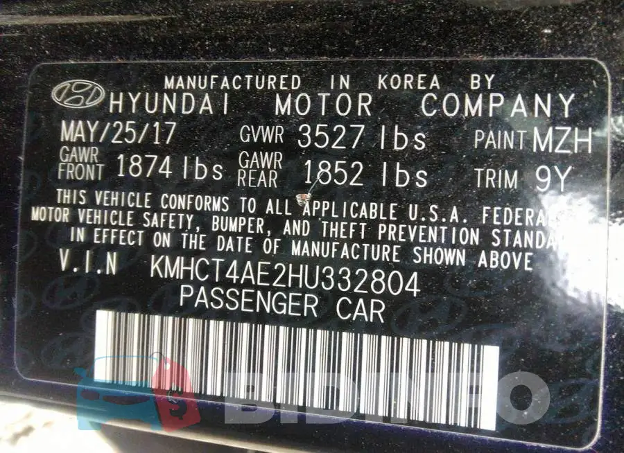 KMHCT4AE2HU332804 Photo# 9