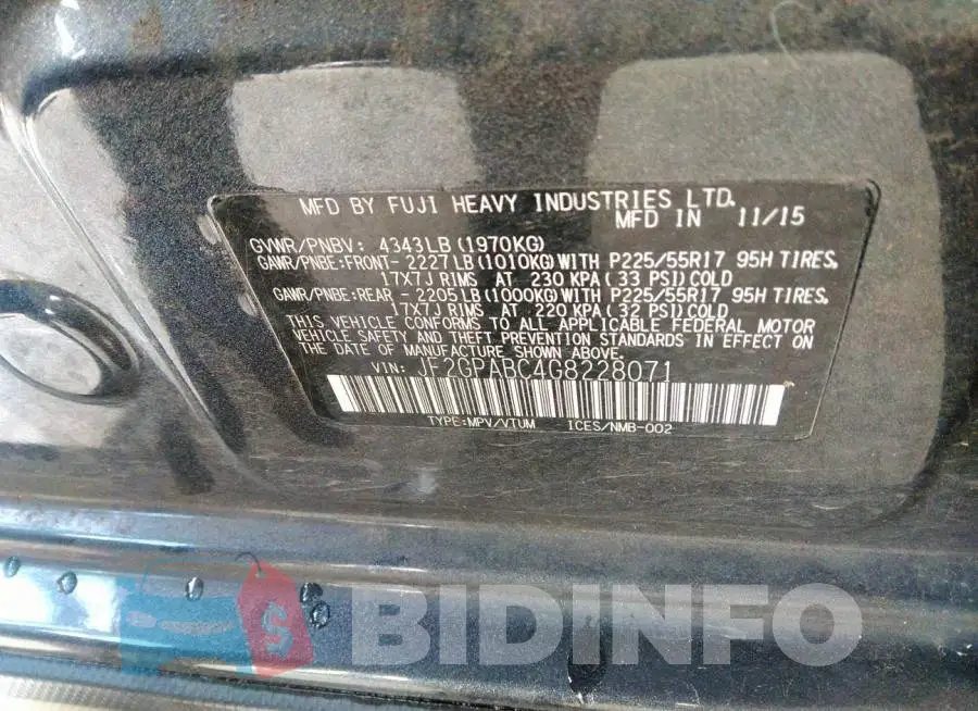 JF2GPABC4G8228071 Photo# 9