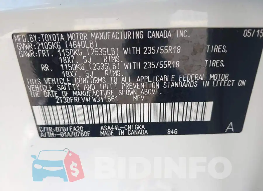 2T3DFREV4FW341561 Photo# 9