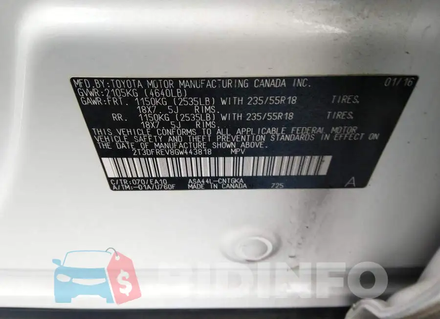 2T3DFREV8GW443818 Photo# 9