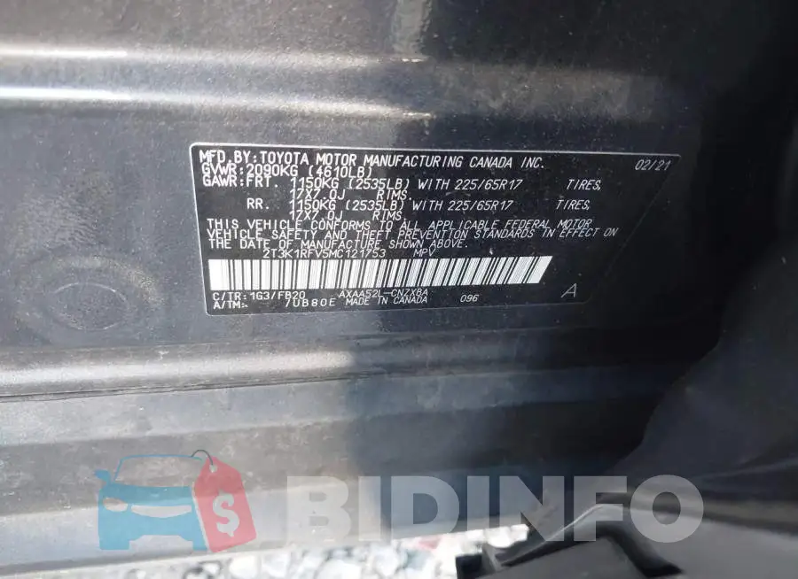 2T3K1RFV5MC121753 Photo# 9