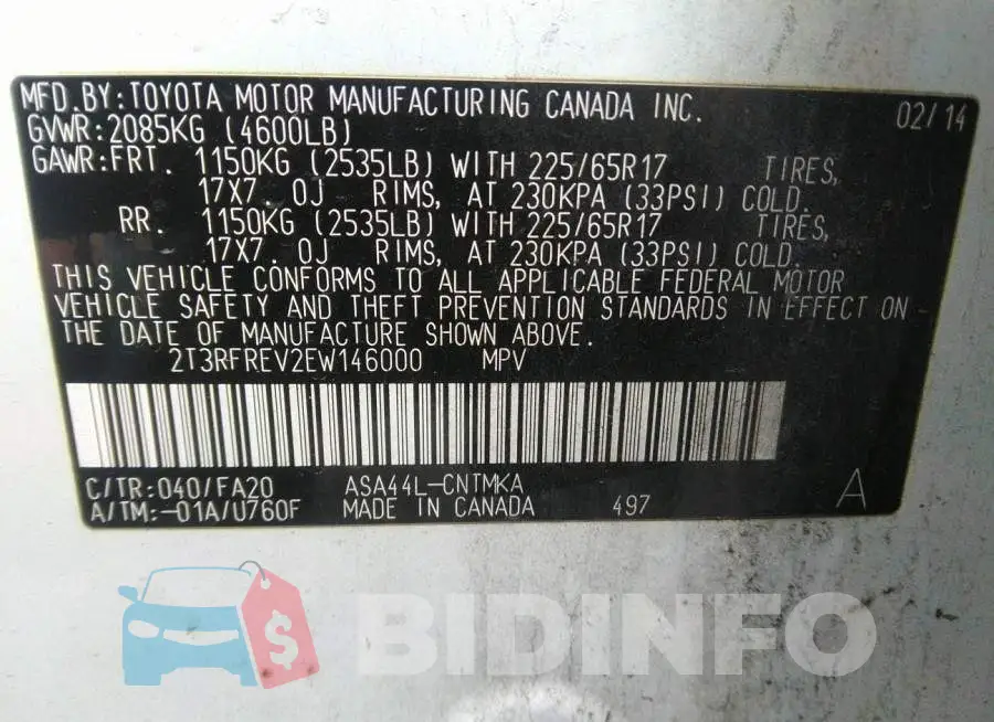 2T3RFREV2EW146000 Photo# 9