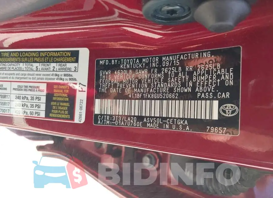 4T1BF1FK8GU520662 Photo# 9