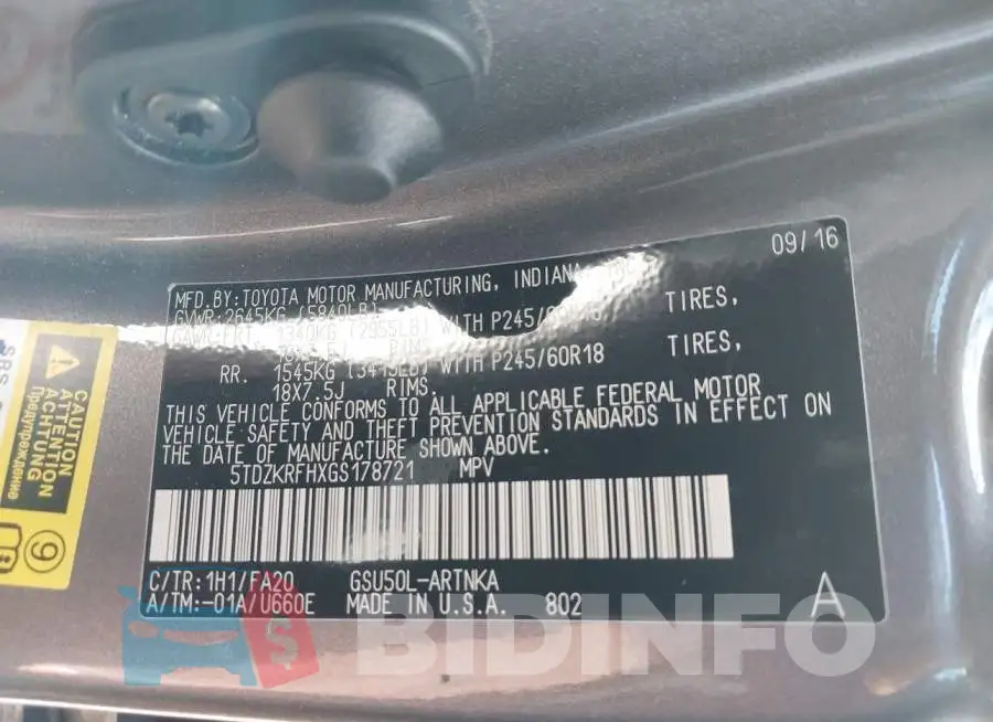 5TDZKRFHXGS178721 Photo# 9