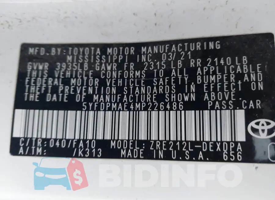 5YFDPMAE4MP226486 Photo# 9