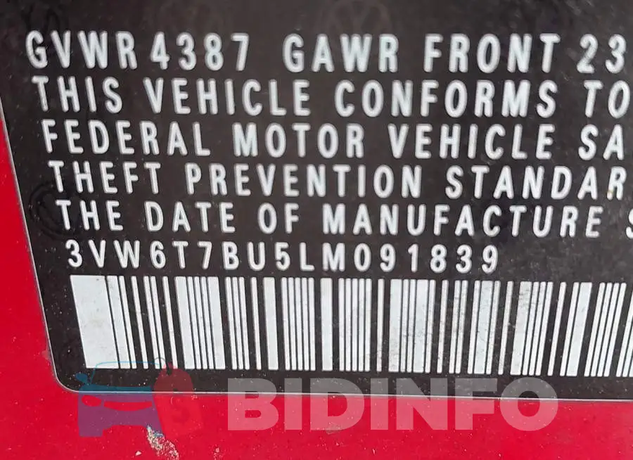 3VW6T7BU5LM091839 Photo# 9