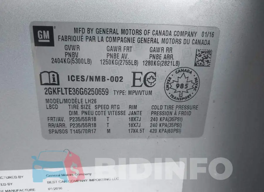 2GKFLTE36G6250659 Photo# 9