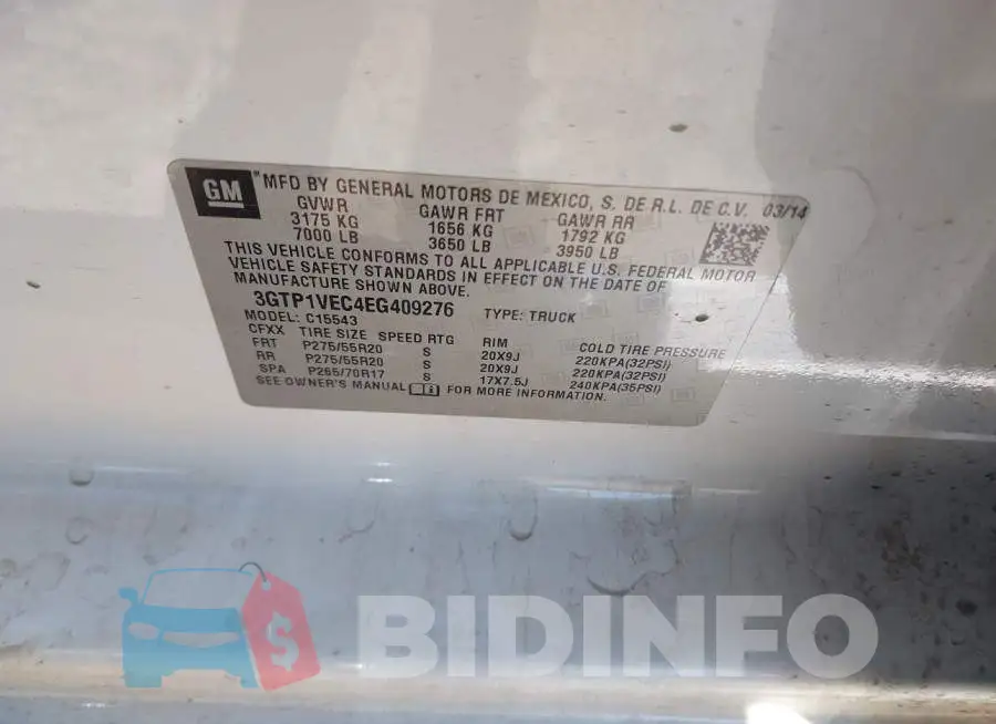 3GTP1VEC4EG409276 Photo# 9