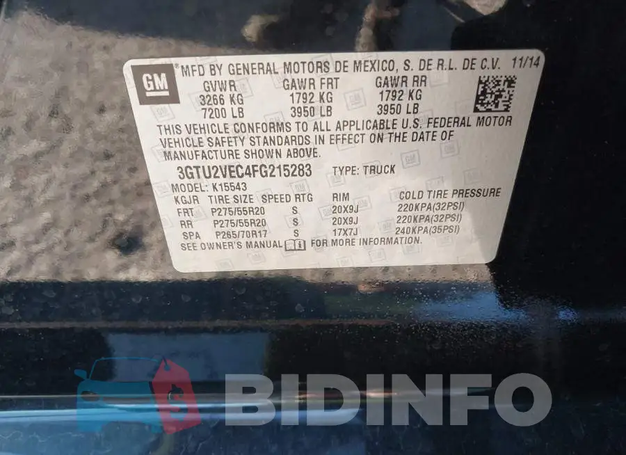 3GTU2VEC4FG215283 Photo# 9