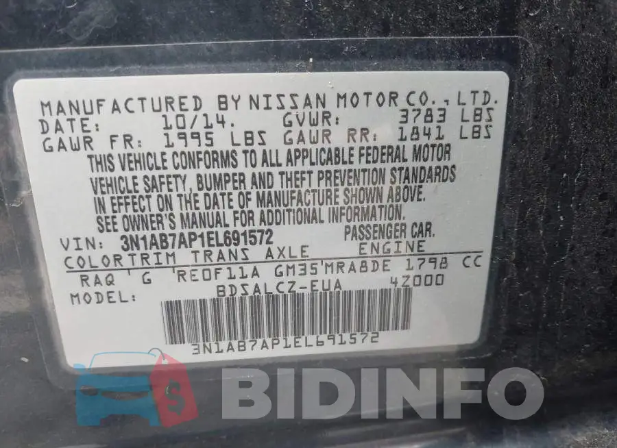 3N1AB7AP1EL691572 Photo# 9