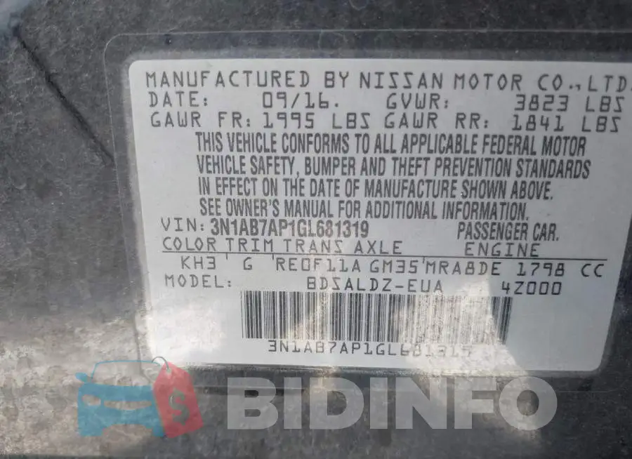 3N1AB7AP1GL681319 Photo# 9
