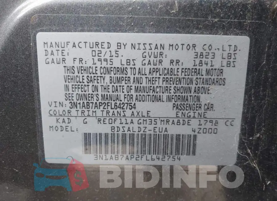 3N1AB7AP2FL642754 Photo# 9