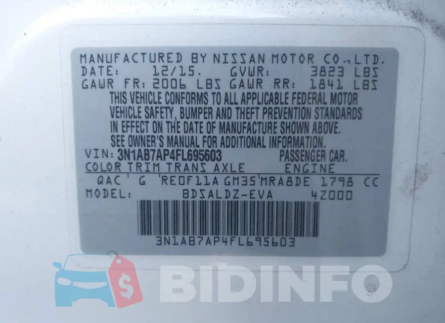 3N1AB7AP4FL695603 Photo# 9