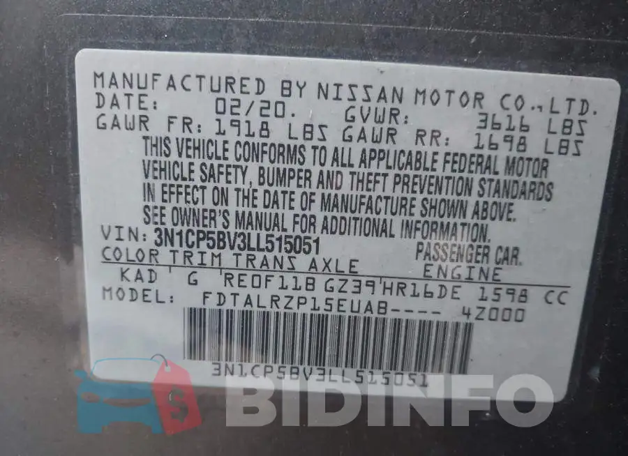 3N1CP5BV3LL515051 Photo# 9