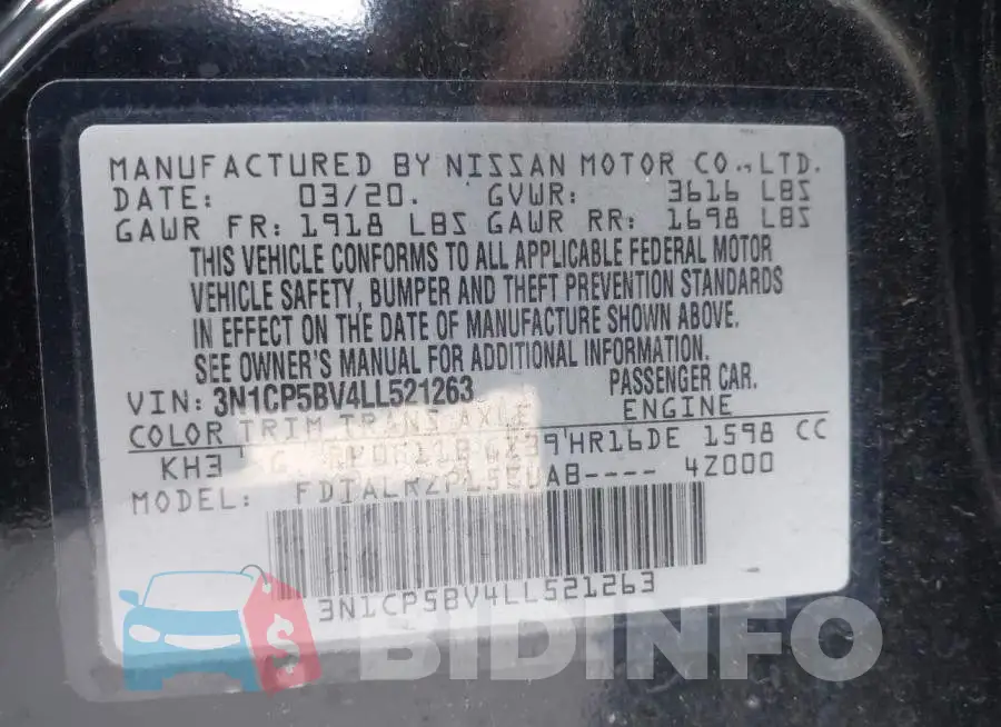 3N1CP5BV4LL521263 Photo# 9