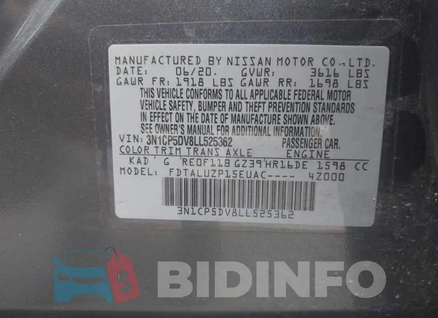 3N1CP5DV8LL525362 Photo# 9